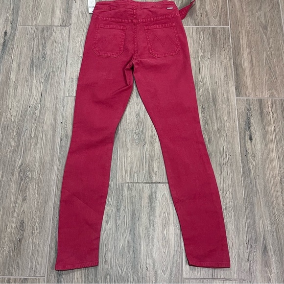 Mother Jeans The Tie Patch Looker Red Skinny Slim Fruit Punch Pants Holiday - Picture 13 of 16
